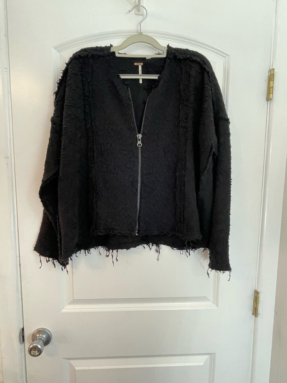 Free People Jacket Small Black Fringe Whimsygoth Festival Club